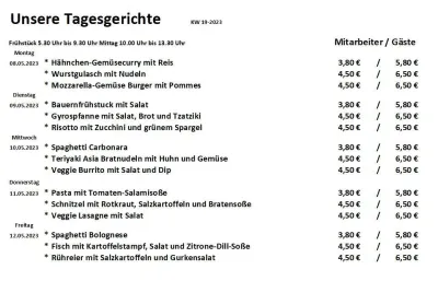 Speiseplan ab 8. Mai 2023