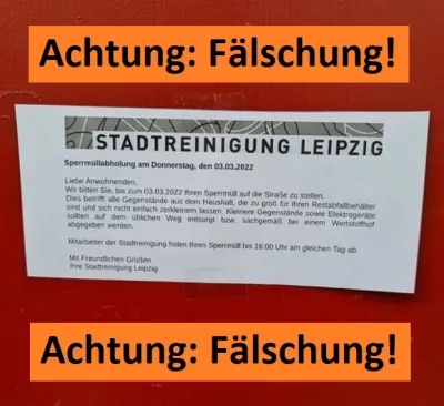Achtung: Gefälschte Sperrmüllankündigung